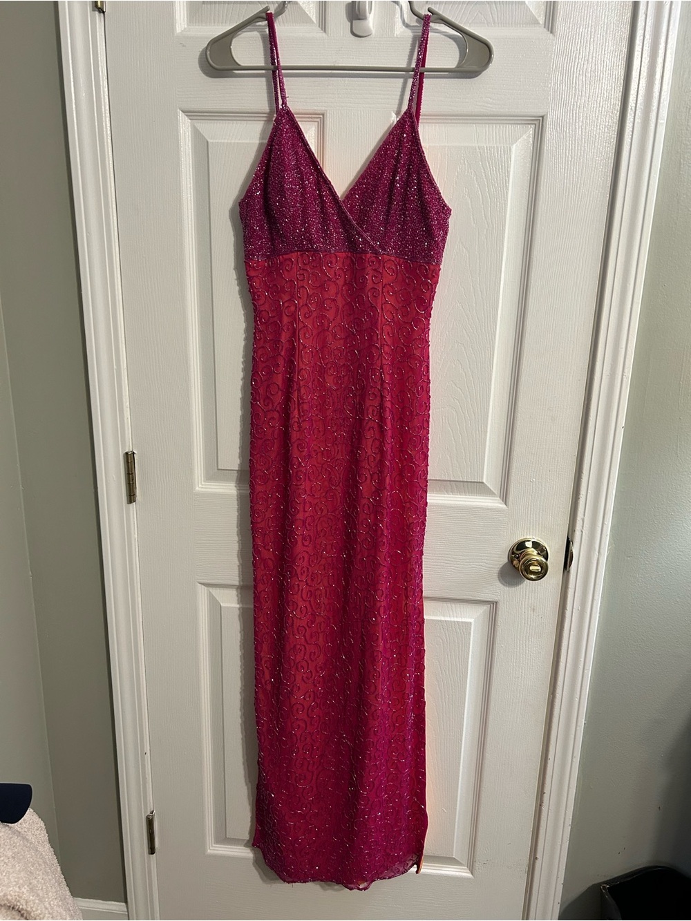 Vintage  Cache Silk Fully Beaded Pink
Dress
